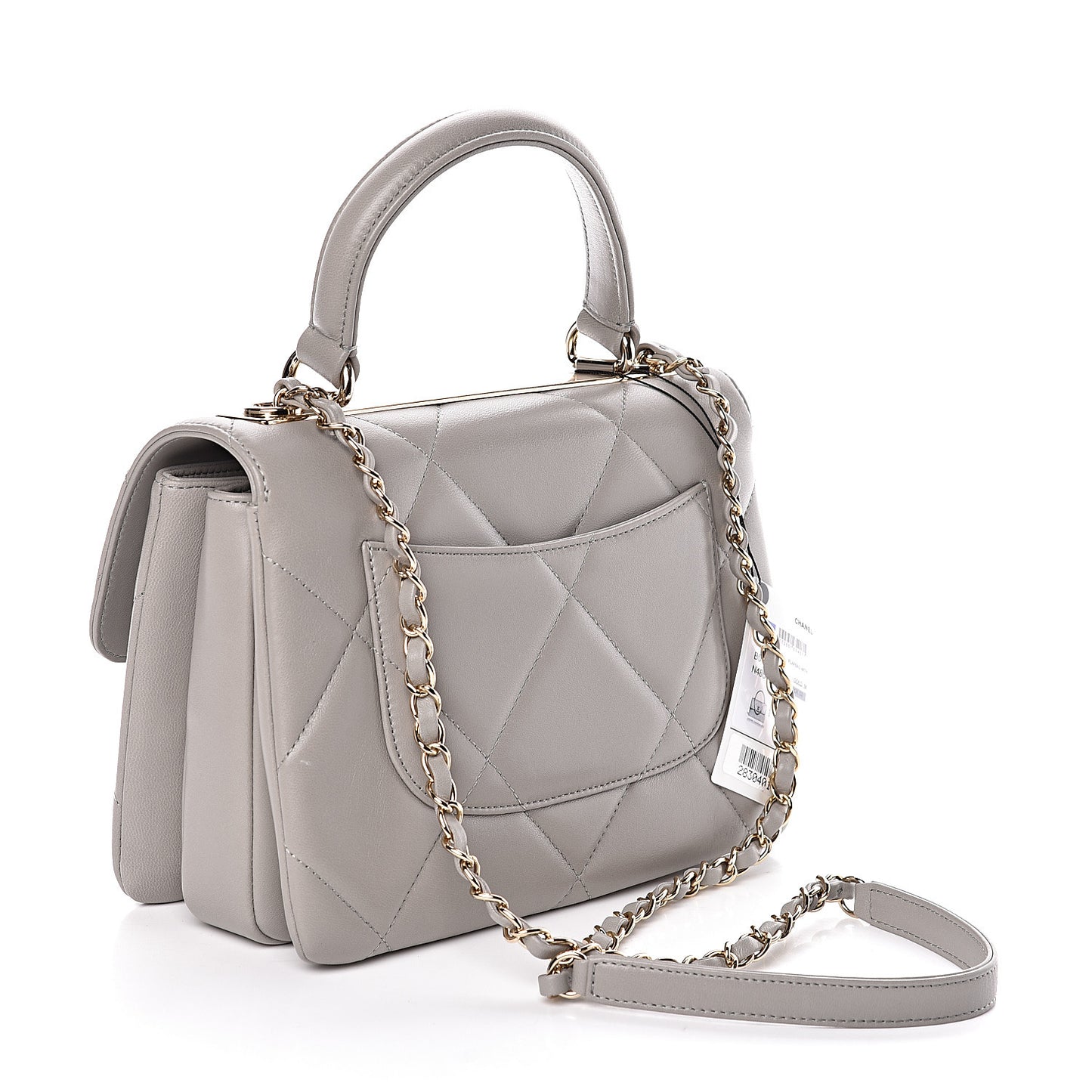 Lambskin Quilted Small Trendy CC Top Handle Flap Grey