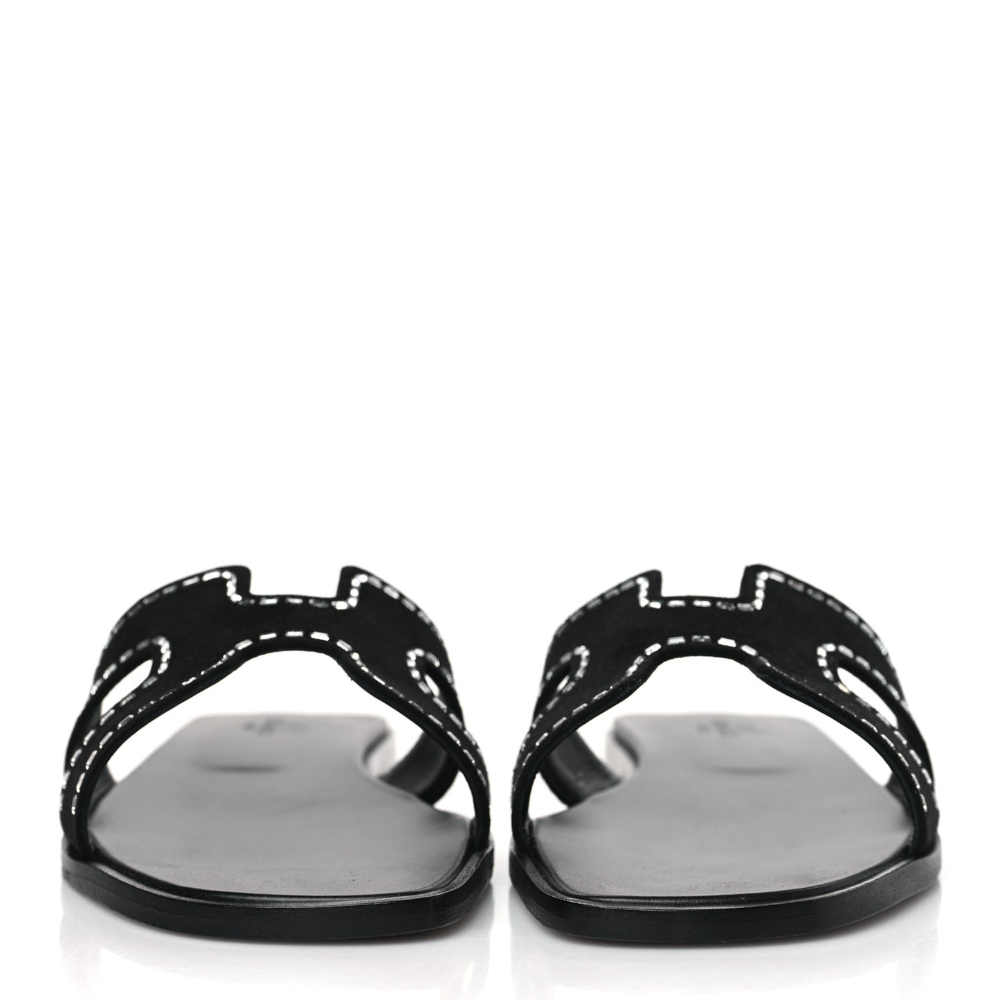 Suede Goatskin Crystal Embellished Oran Sandals 38.5 Black