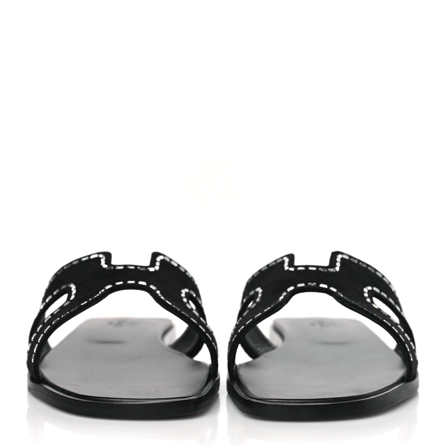 Hermes Suede Goatskin Crystal Embellished Oran Sandals 38.5 Black 2 of 9