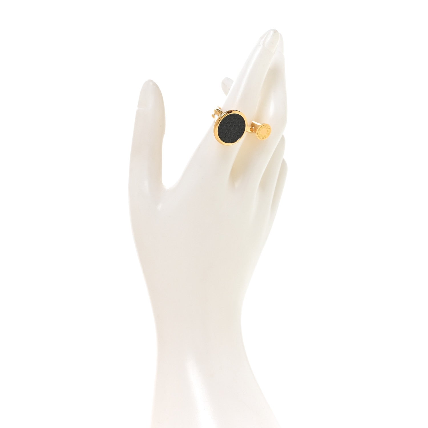 Hermes Metal Lizard Cor Ring M 54 7  Black 2 of 6