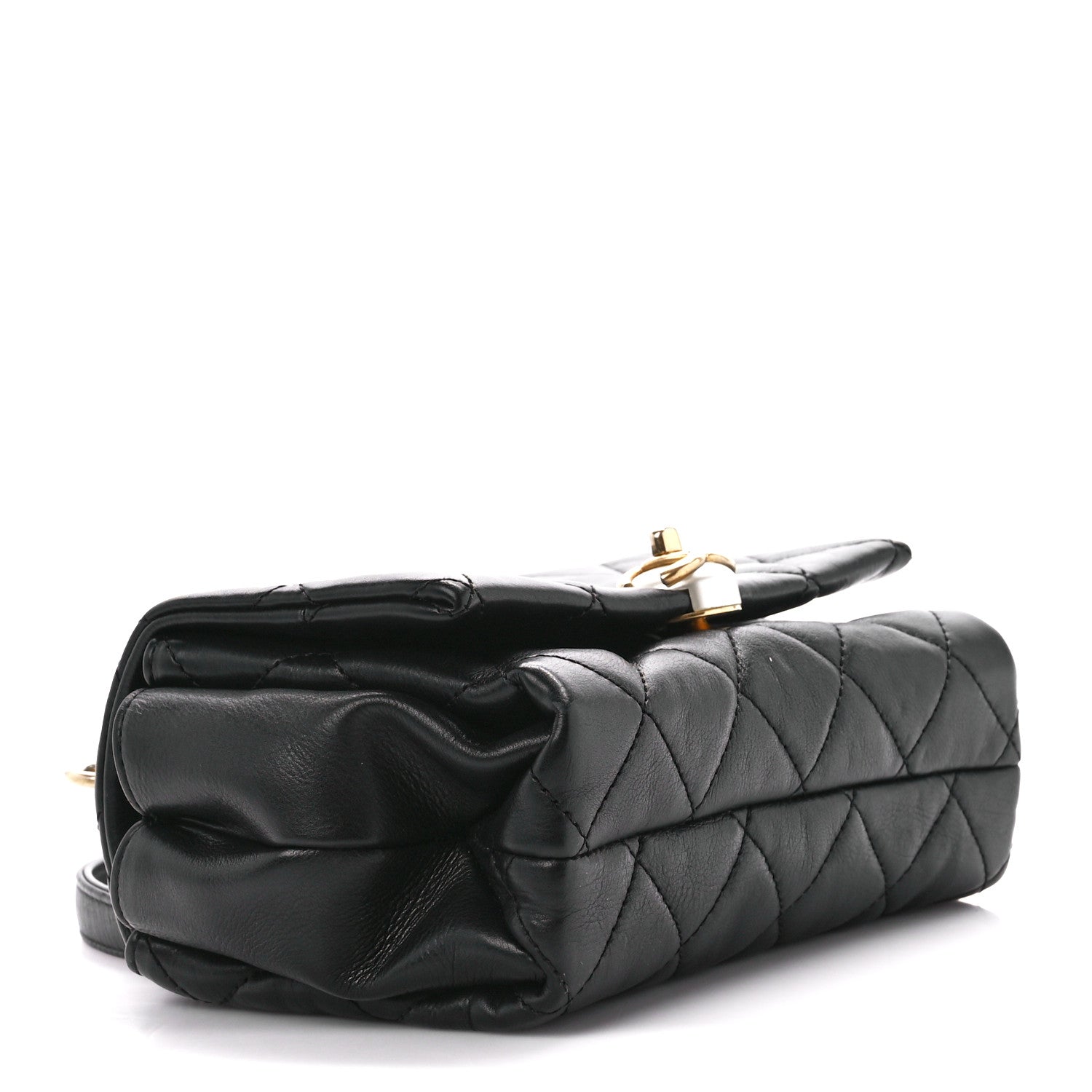 Chanel Calfskin Quilted Accordion Pearl CC Flap Bag Black Black 4 of 10