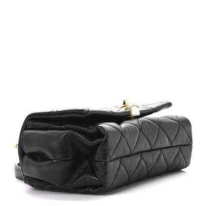 Chanel Calfskin Quilted Accordion Pearl CC Flap Bag Black Black 4 of 10
