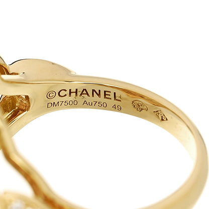 Chanel 18K Yellow Gold Diamond Bouton de Camelia Ring 49 5 5 of 5