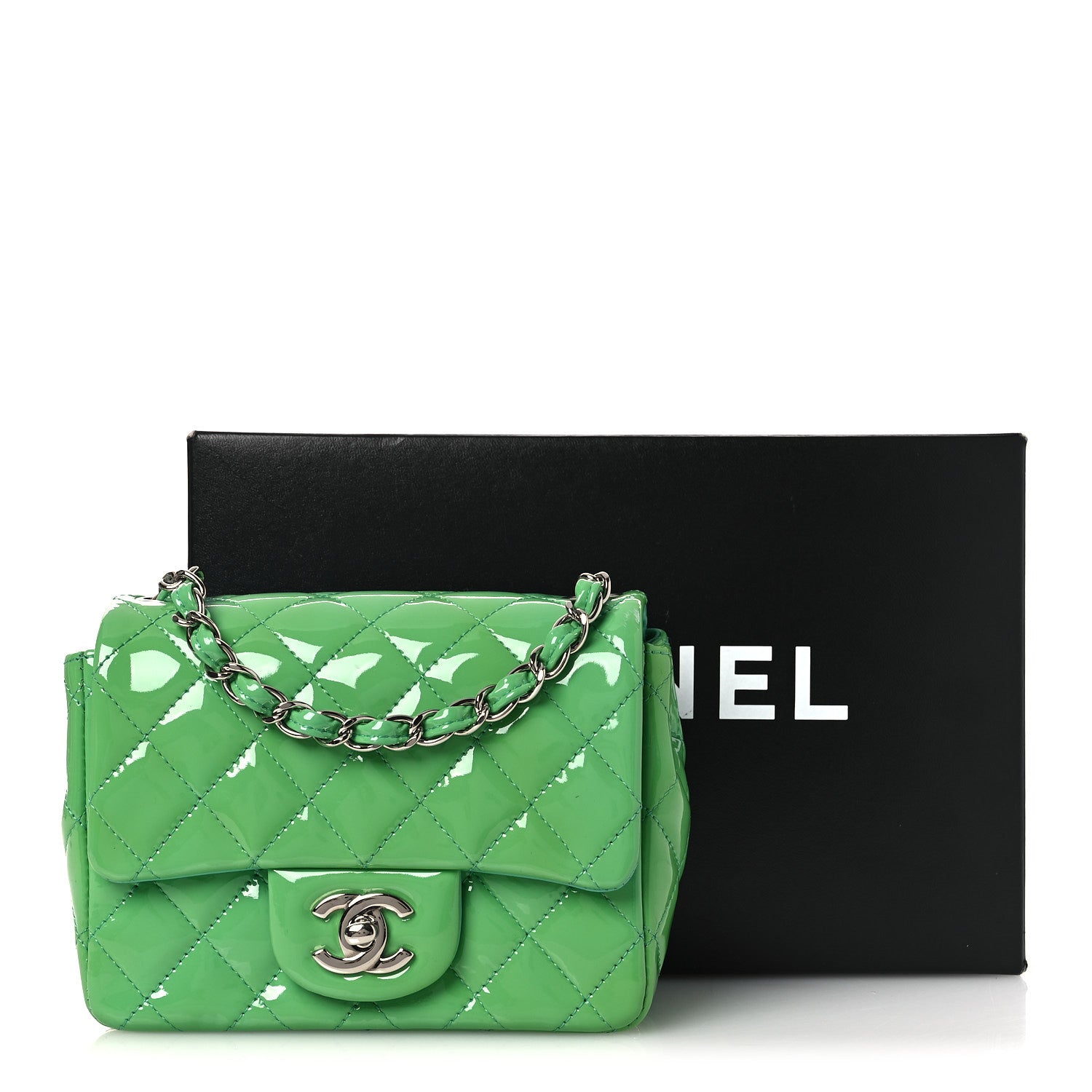Chanel Patent Calfskin Quilted Mini Square Flap Green 1865008