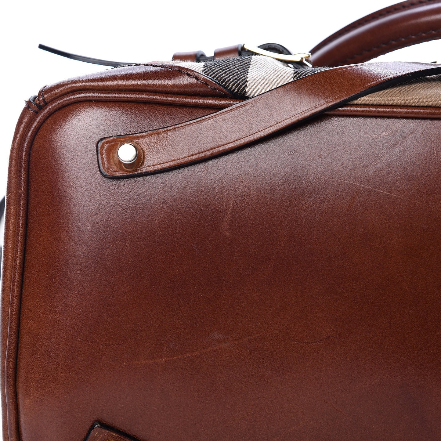 House Check Bridle Calfskin Medium Lynher Tote Dark Tan