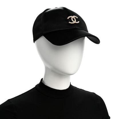 Chanel Silk Pearl CC Cap Hat Black 2 of 10