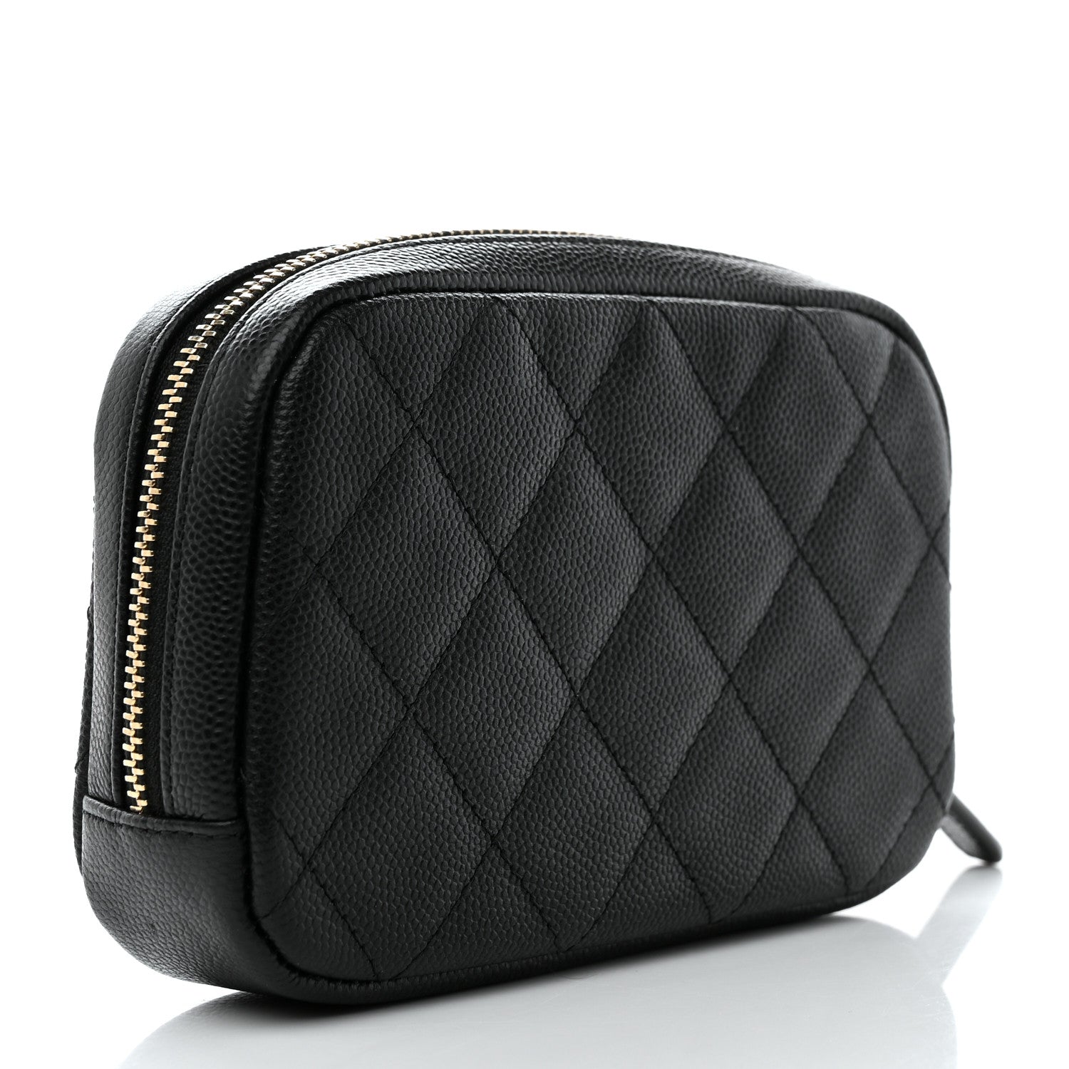 Chanel Caviar Quilted Small Curvy Pouch Cosmetic Case Black 3 of 8