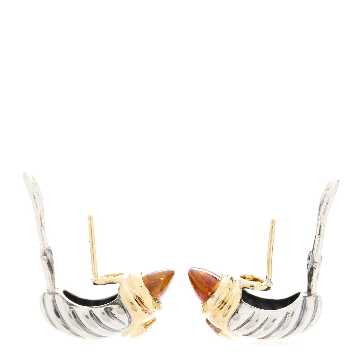 David Yurman Sterling Silver 14K Yellow Gold Citrine Tsavorite Shrimp Earrings 3 of 6