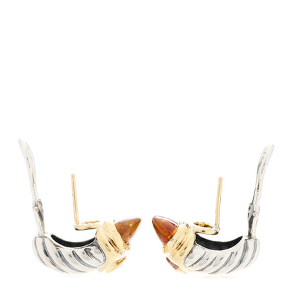 David Yurman Sterling Silver 14K Yellow Gold Citrine Tsavorite Shrimp Earrings 3 of 6