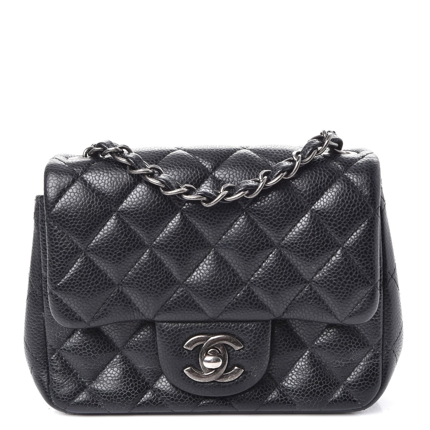 Caviar Quilted Mini Square Flap Black