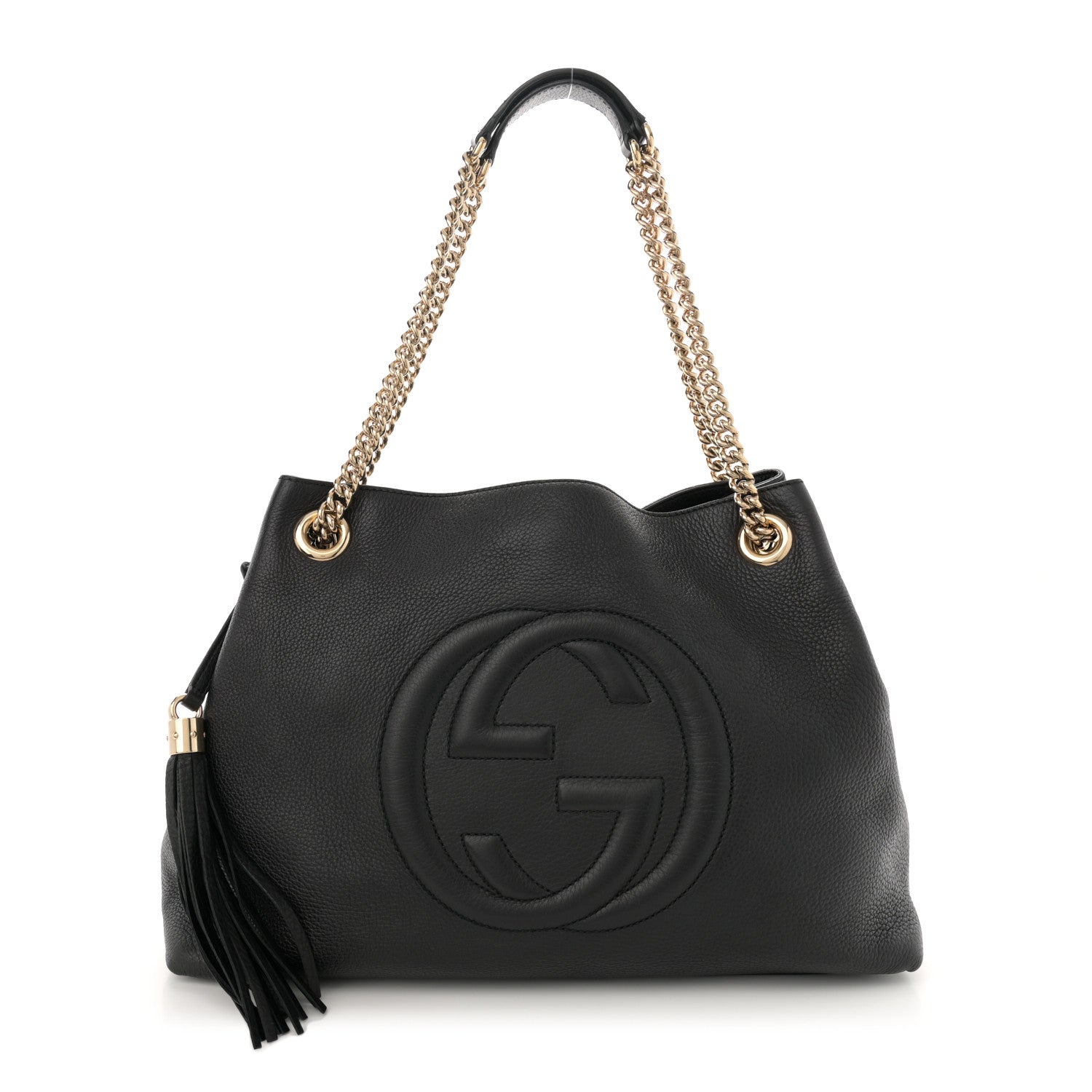 Gucci Pebbled Calfskin Medium Soho Chain Shoulder Bag Black 1 of 14