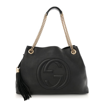 Gucci Pebbled Calfskin Medium Soho Chain Shoulder Bag Black 1 of 14