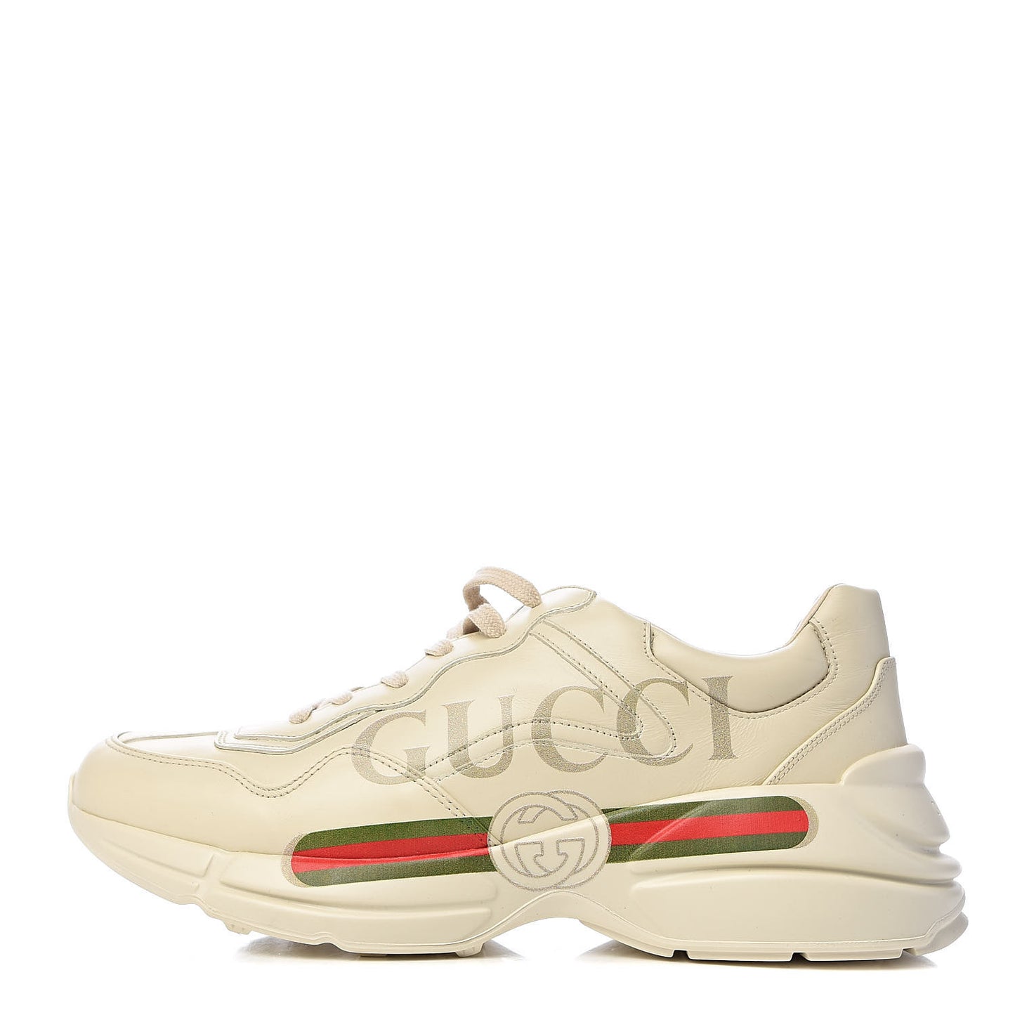Calfskin Logo Mens Rhyton Sneakers 10 Ivory
