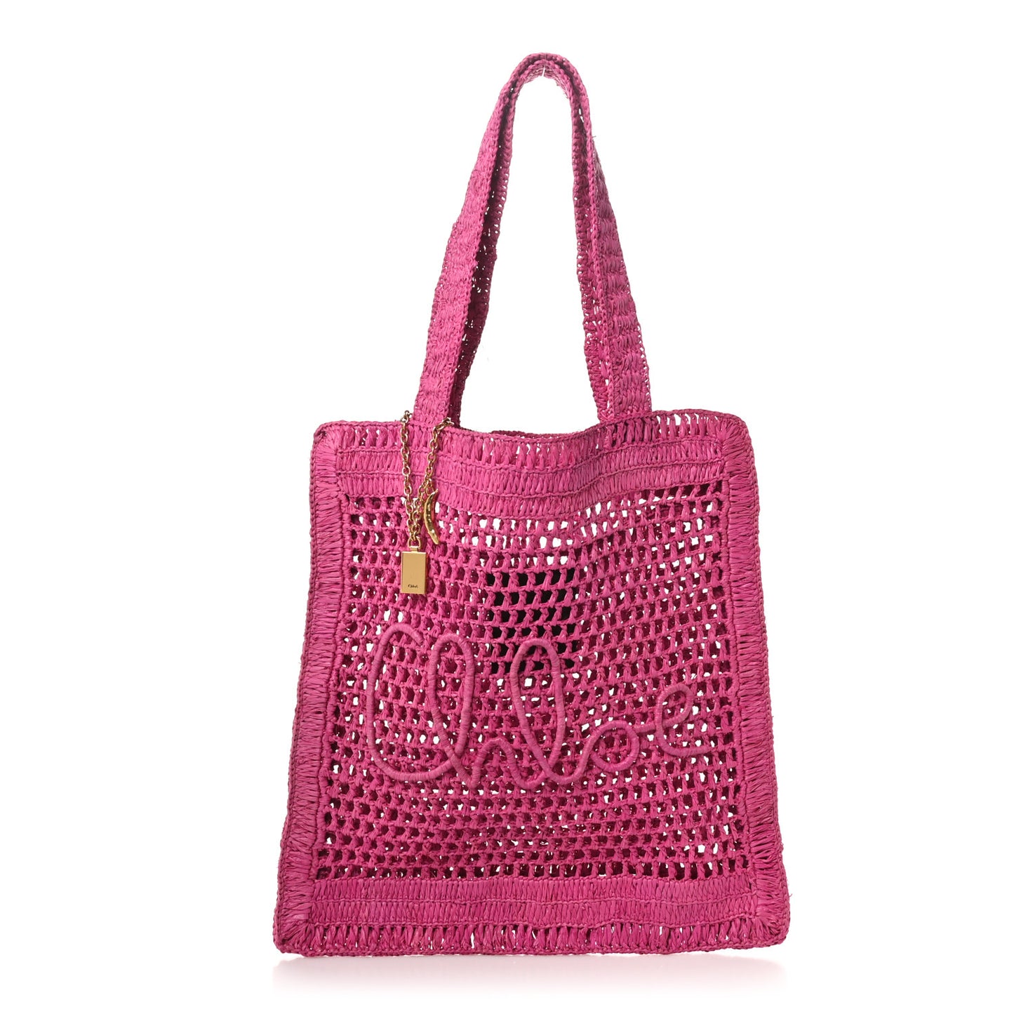 Raffia Summer Banana Tote Fuchsia Rose
