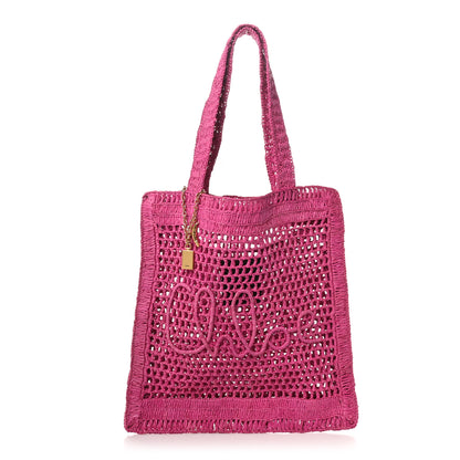 Chloe Raffia Summer Banana Tote Fuchsia Rose 1 of 9