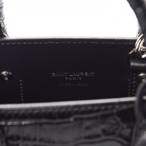 Saint Laurent Calfskin Crocodile Embossed Nano Sac De Jour Black 7 of 8