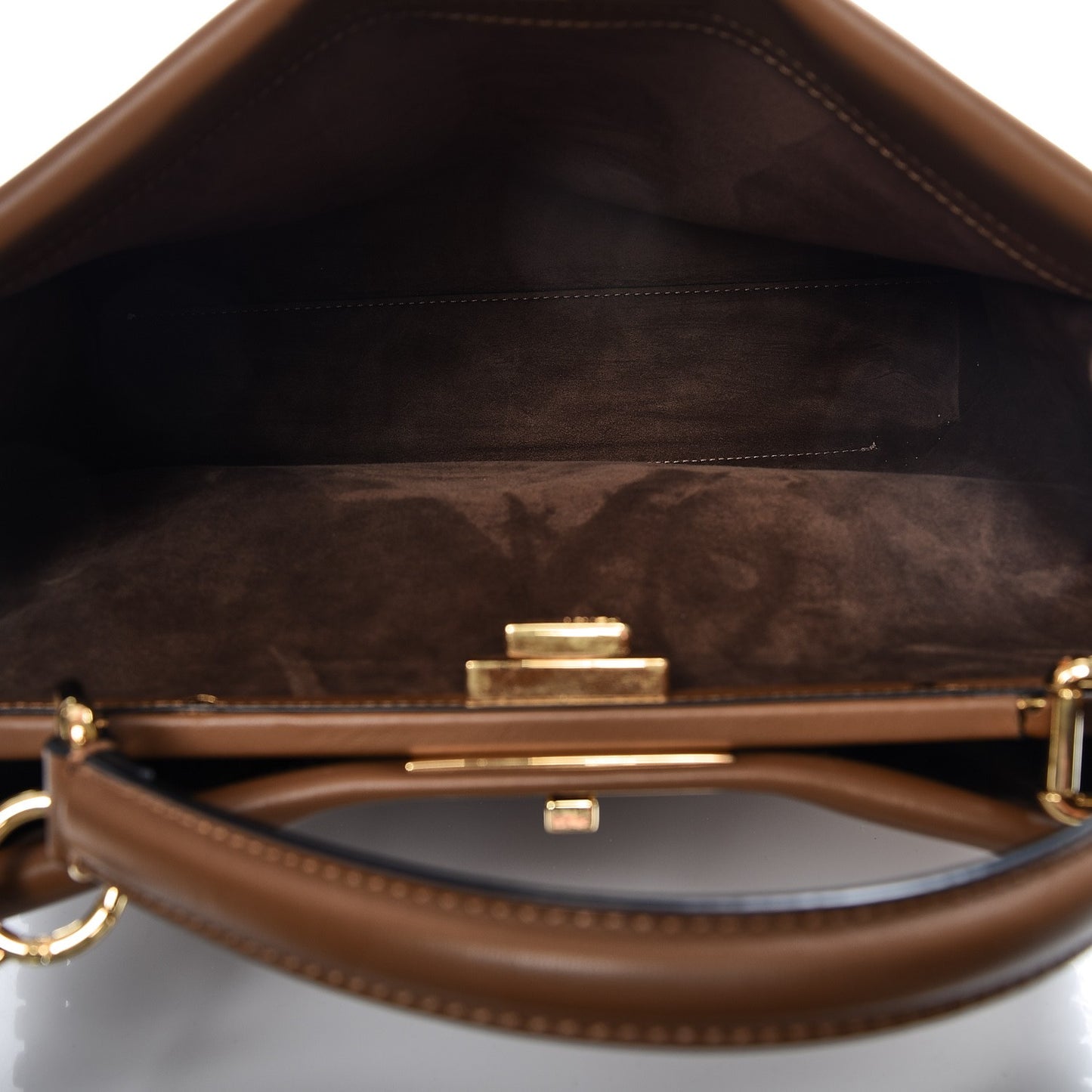Calfskin Lace Up Large Peekaboo Iconic Satchel Cognac
