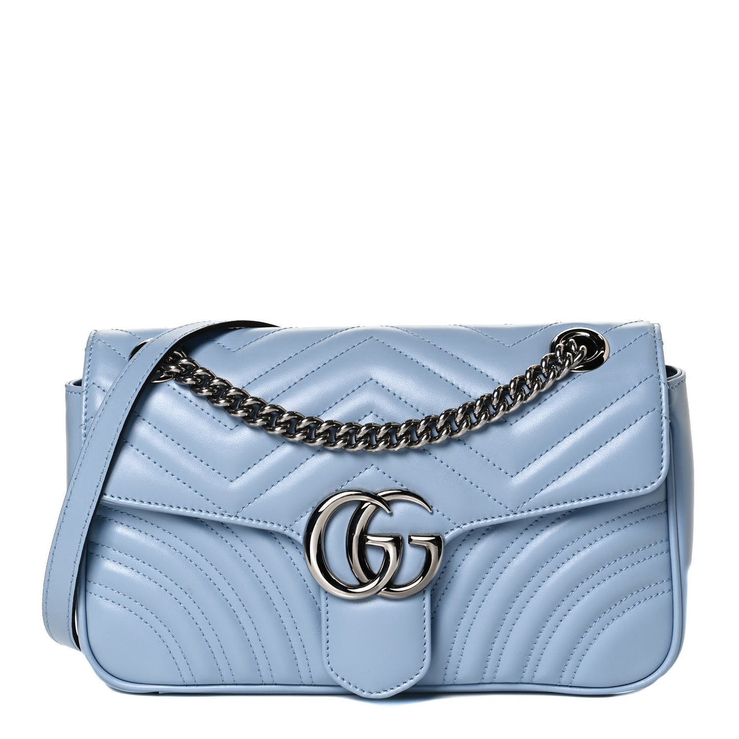 Calfskin Matelasse Small GG Marmont Shoulder Bag Porcelain Light Blue