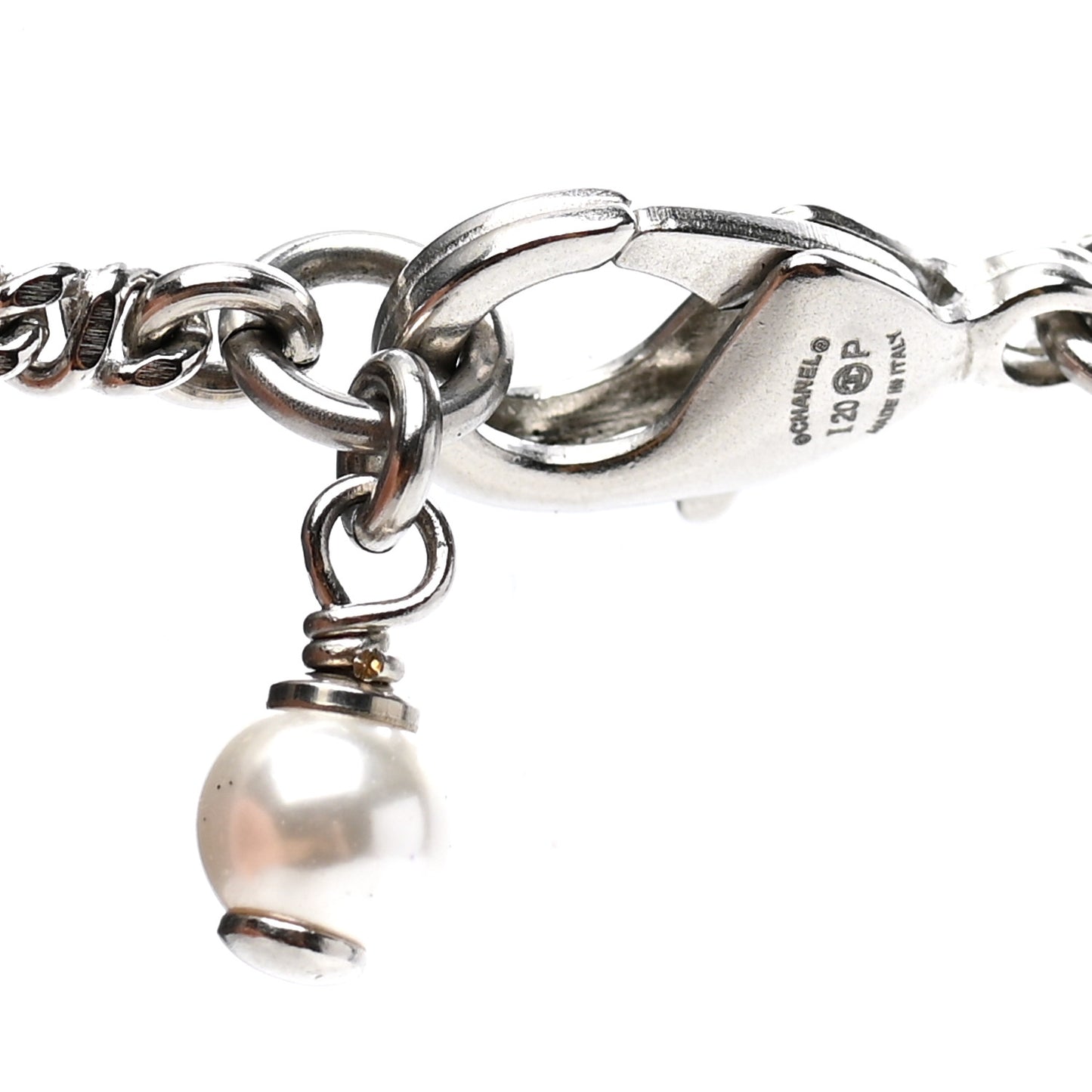 Crystal Pearl CC Star Necklace Silver