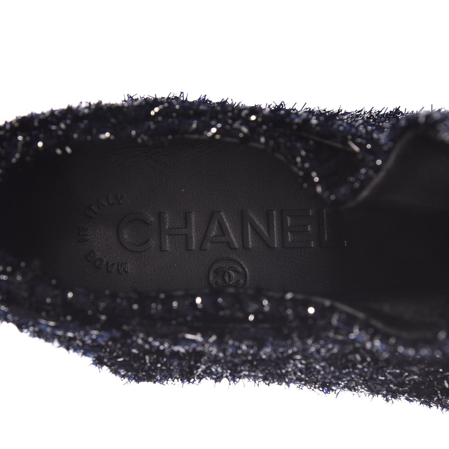 Lurex Tweed Patent Lace Up Sneakers 35.5 Dark Navy Blue