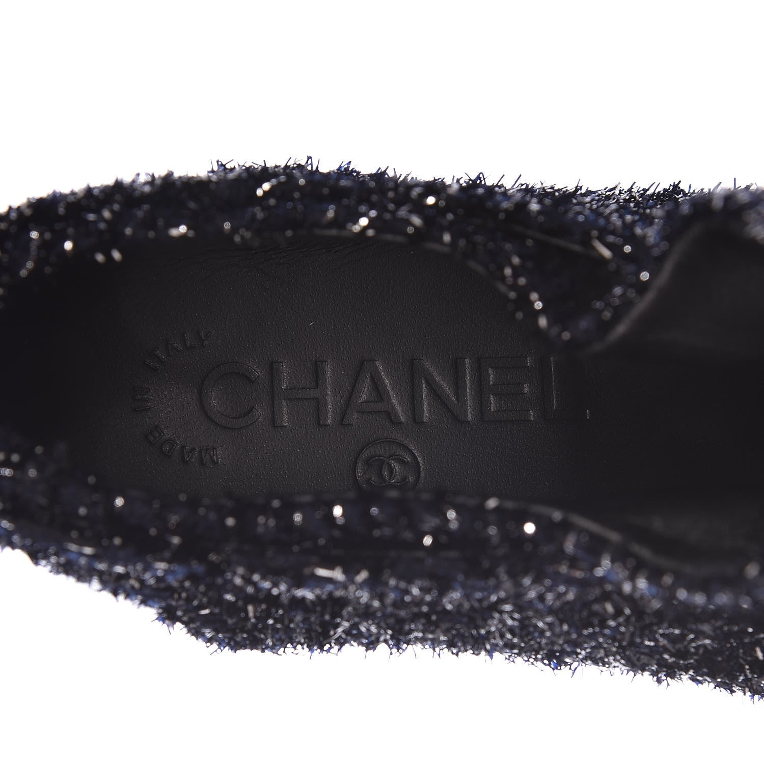 Chanel Lurex Tweed Patent Lace Up Sneakers 35.5 Dark Navy Blue 7 of 8
