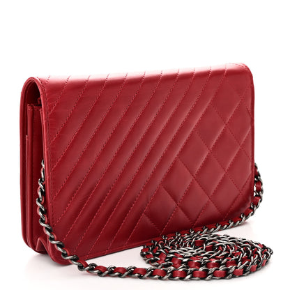 Chanel Glazed Calfskin Quilted Coco Boy Wallet On Chain WOC Red 3 of 11