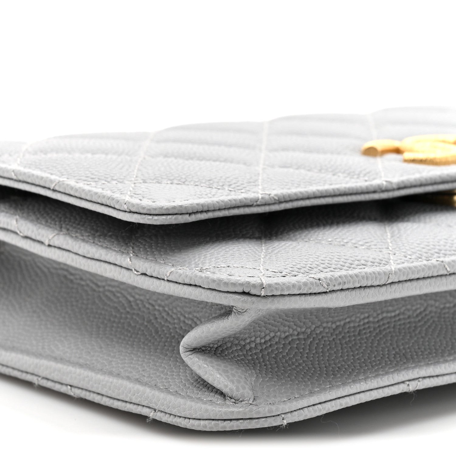 Chanel Caviar Quilted Textured CC Wallet On Chain WOC Grey 11 of 12
