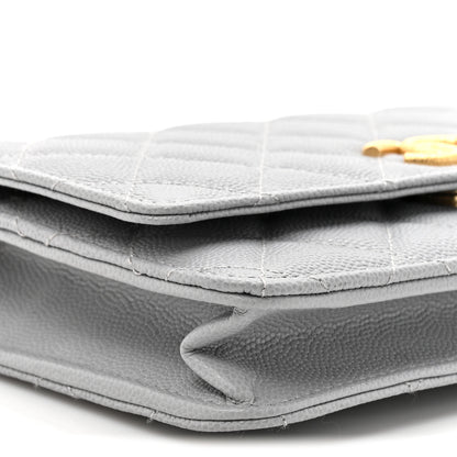 Chanel Caviar Quilted Textured CC Wallet On Chain WOC Grey 11 of 12