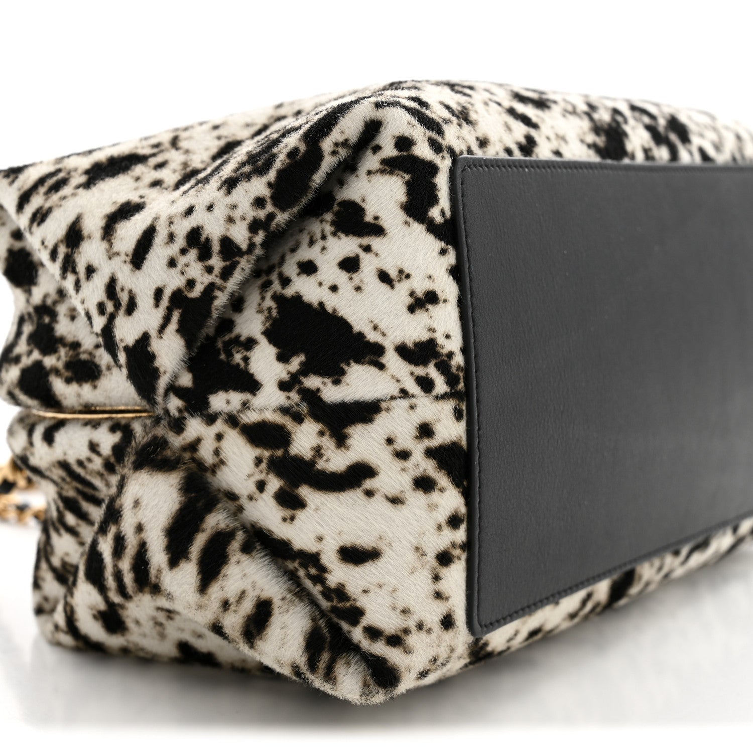 Chanel Lambskin Pony Hair Printed Clutch With Chain Black White 8 of 10