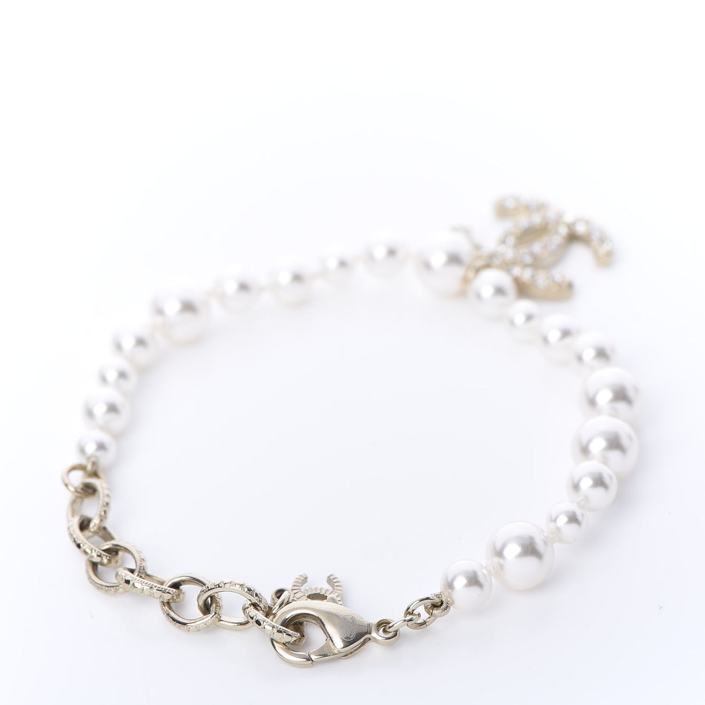 Pearl Crystal CC Bracelet Gold