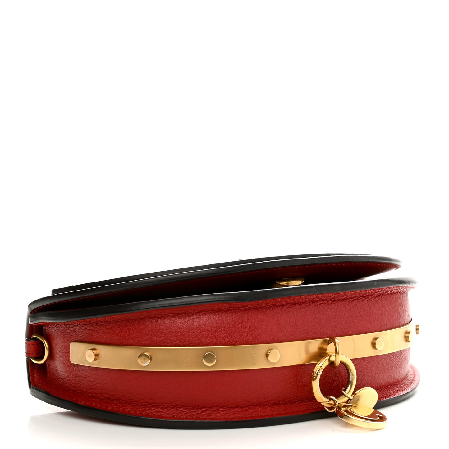 Calfskin Small Nile Bracelet Minaudiere Bag Dahlia Red