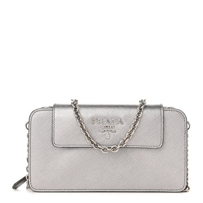 Prada Saffiano Metal Chain Wallet Cromo 1 of 11