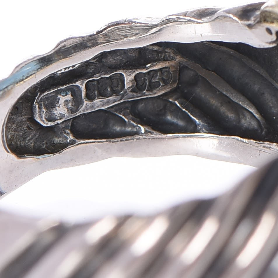 Sterling Silver 14K Yellow Gold Blue Topaz 14mm Noblesse Ring 54 6.75