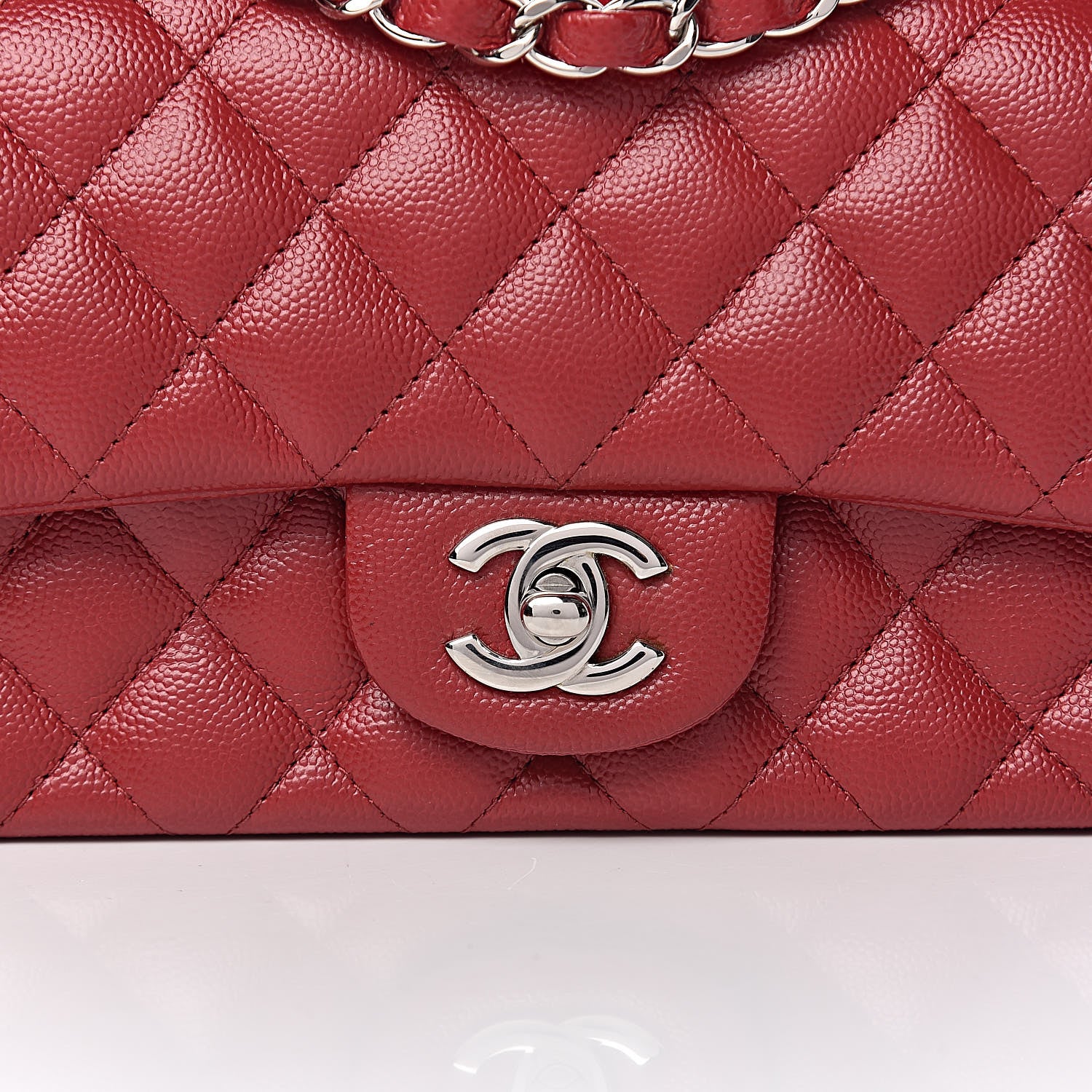 Chanel Caviar Quilted Mini Rectangular Flap Dark Red 8 of 12