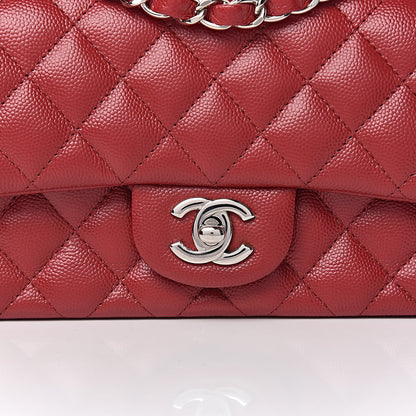 Chanel Caviar Quilted Mini Rectangular Flap Dark Red 8 of 12