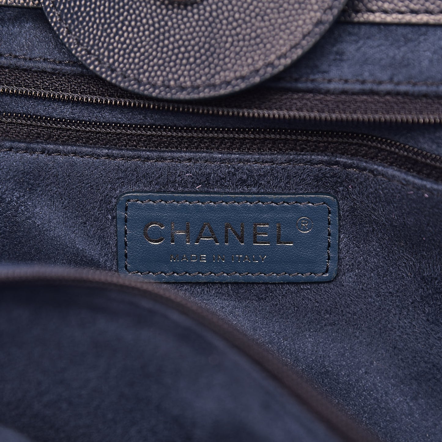 Caviar Large Studded Deauville Tote Navy