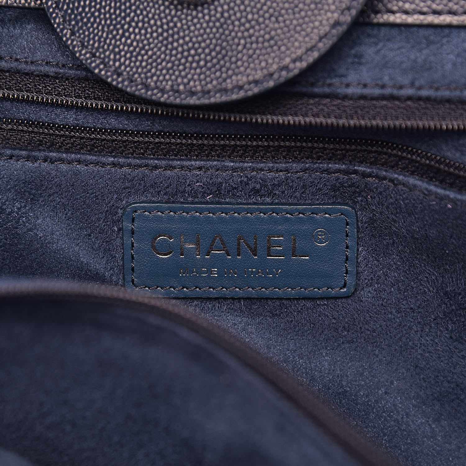 Chanel Caviar Large Studded Deauville Tote Navy 6 of 13