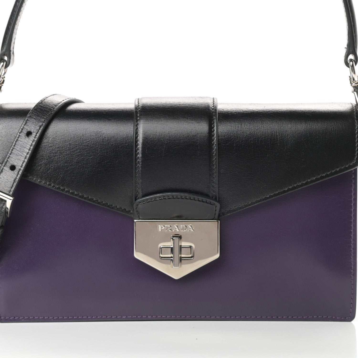Prada Box Calfskin Shoulder Bag Black Viola 8 of 18
