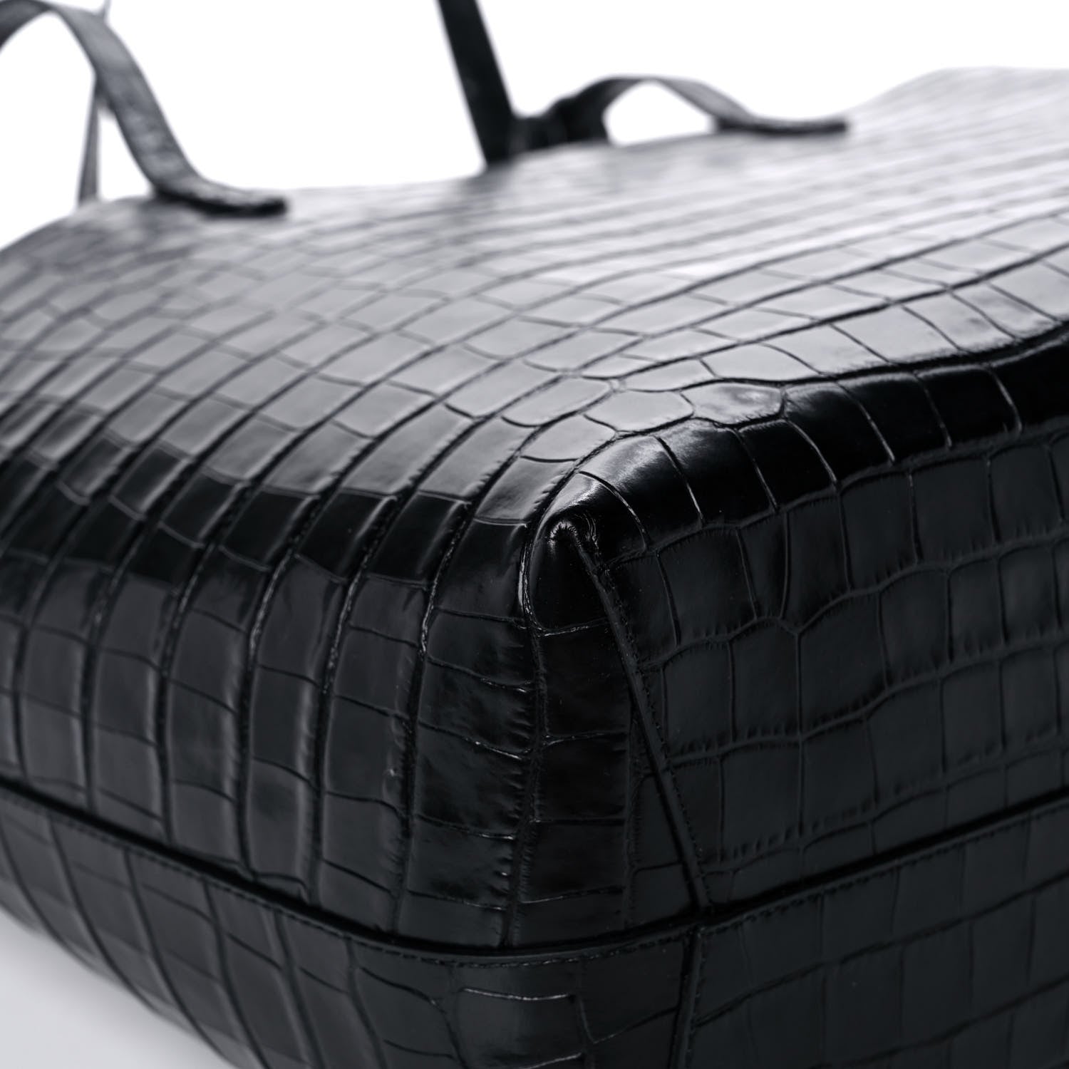 Mansur Gavriel Calfskin Crocodile Embossed Large Shopping Tote Black 10 of 12