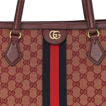 Gucci Monogram Textured Dollar Calfskin Web Medium Ophidia Shopping Tote Sahara Rubino Chardonnay 8 of 12