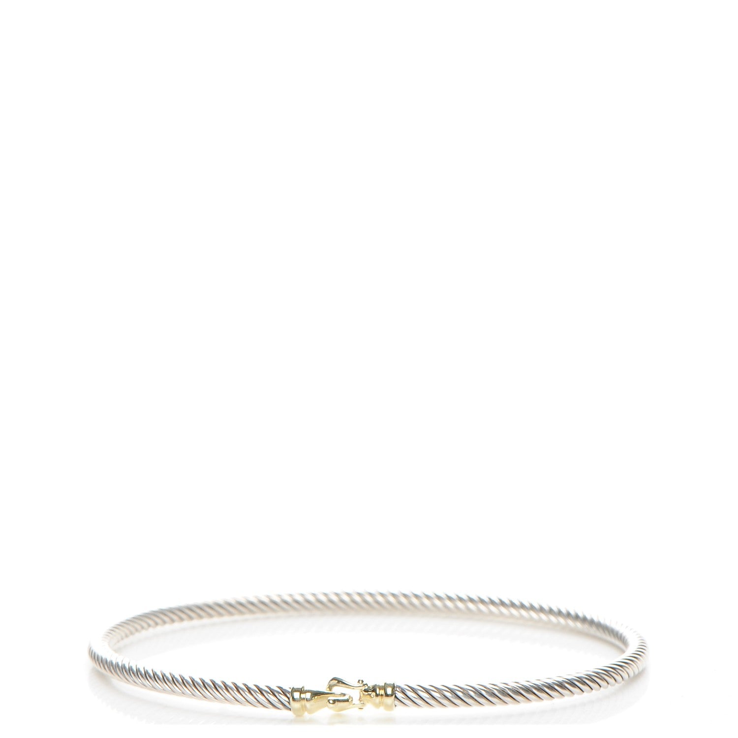 David Yurman Sterling Silver 18K Yellow Gold 3mm Cable Buckle Bracelet 1 of 4