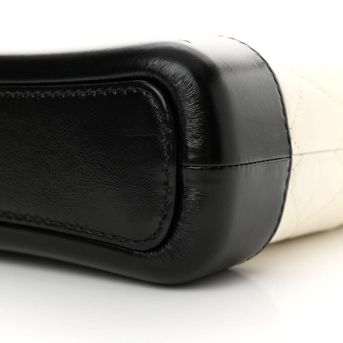 Aged Calfskin Quilted Small Gabrielle Hobo Black White