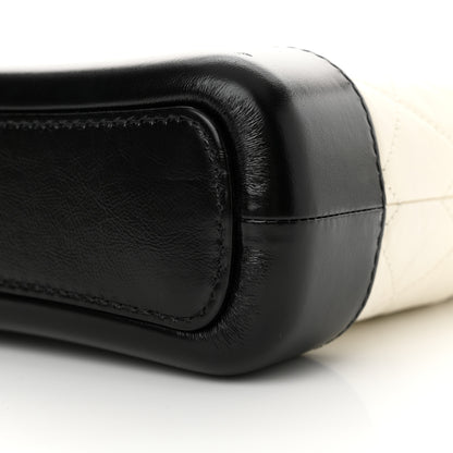 Chanel Aged Calfskin Quilted Small Gabrielle Hobo Black White 10 of 10