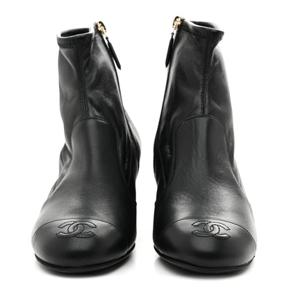 Chanel Stretch Lambskin Cap Toe CC Uniform Short Boots 36 Black 3 of 9