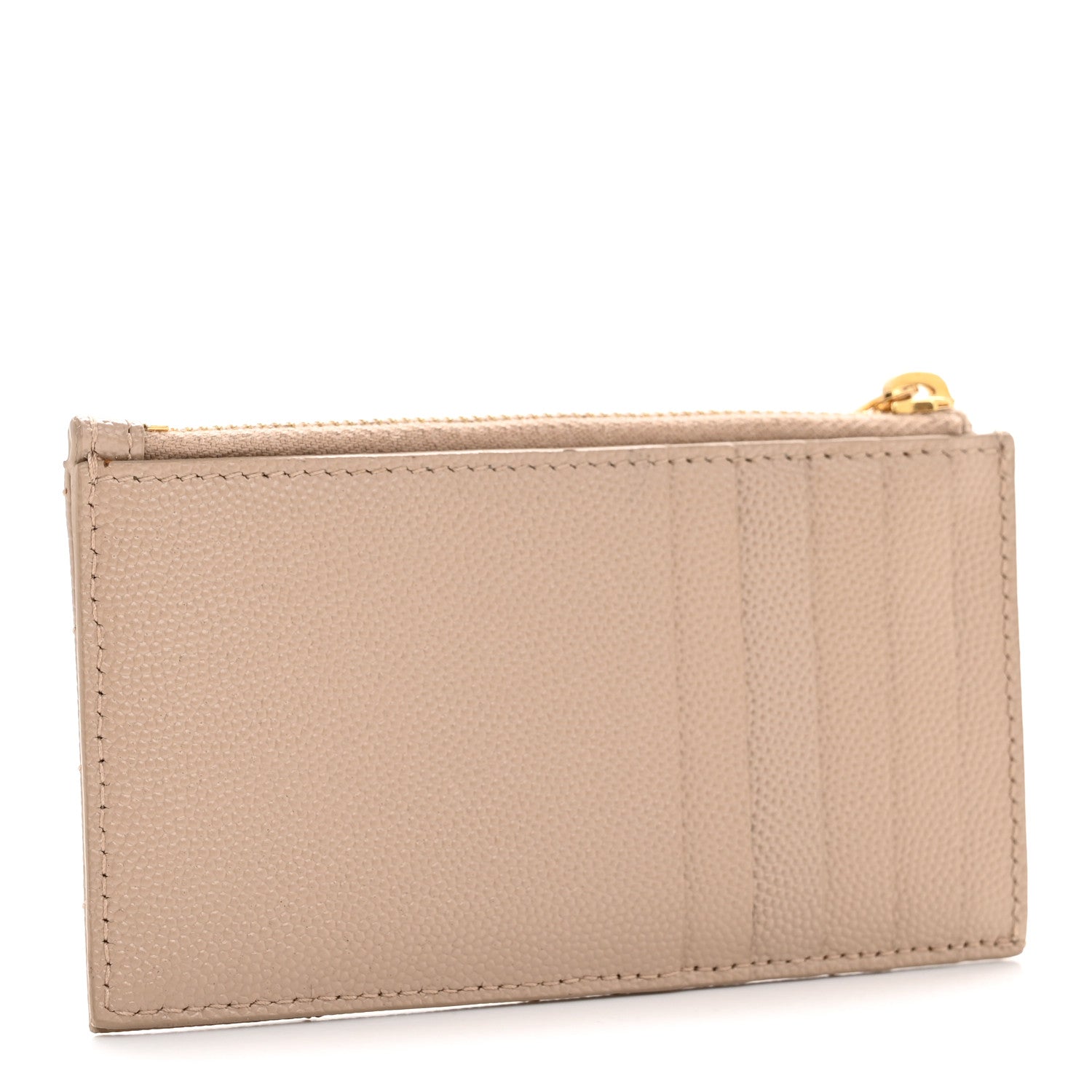 Saint Laurent Monogram Grain de Poudre 5 Fragments Zip Pouch Card Holder Dark Beige 3 of 9