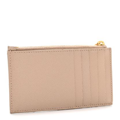 Saint Laurent Monogram Grain de Poudre 5 Fragments Zip Pouch Card Holder Dark Beige 3 of 9