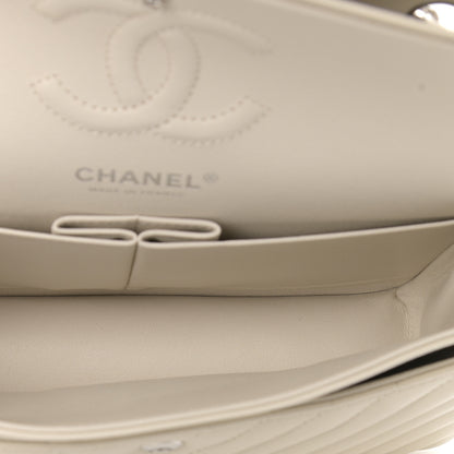 Chanel Lambskin Chevron Quilted Small Double Flap White 5 of 12