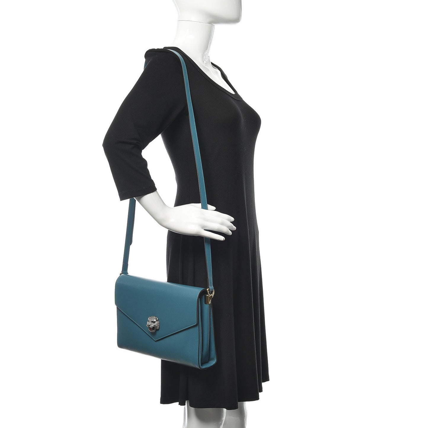 Calfskin Animalier Medium Shoulder Bag Blue