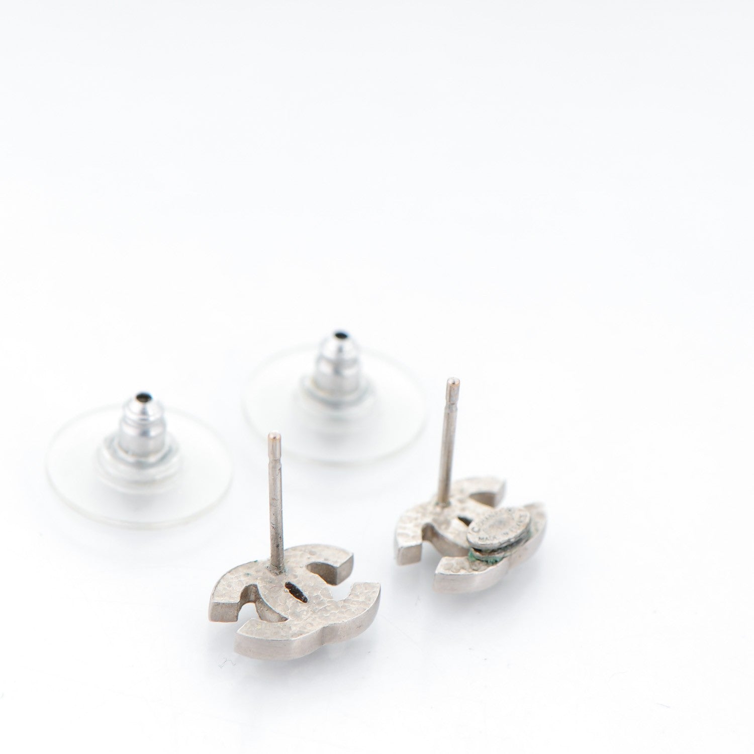Chanel Crystal Timeless CC Earrings Silver 3 of 4