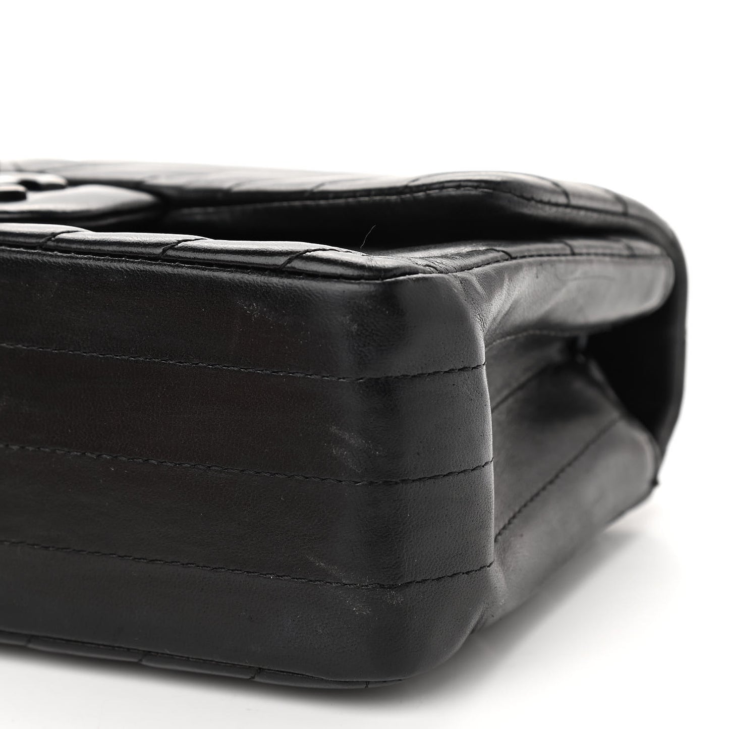 Lambskin Chevron Quilted Mini Rectangular Flap So Black